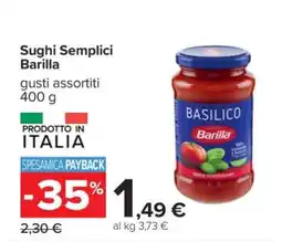 Carrefour Sughi Semplici Barilla offerta