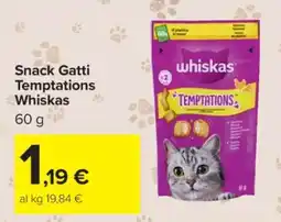 Carrefour Snack Gatti Temptations Whiskas offerta