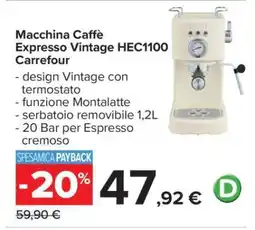 Carrefour Macchina Caffè Expresso Vintage HEC1100 Carrefour offerta