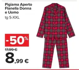Carrefour Pigiama Aperto Flanella Donna e Uomo offerta