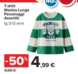 Carrefour T-shirt Manica Lunga Personaggi Assortiti offerta
