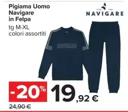 Carrefour Pigiama Uomo Navigare in Felpa offerta