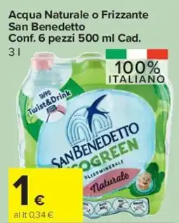 Carrefour Express Acqua Naturale o Frizzante San Benedetto offerta