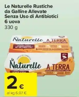 Carrefour Express Le Naturelle Rustiche da Galline Allevate Senza Uso di Antibiotici 6 uova offerta