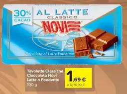 Carrefour Express Tavolette Classiche Cioccolato Novi Latte o Fondente offerta