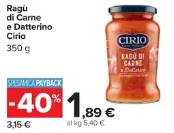 Carrefour Ragù di Carne e Datterino Cirio offerta