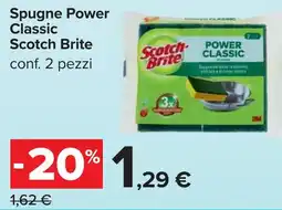 Carrefour Spugne Power Classic Scotch Brite conf. 2 pezzi offerta