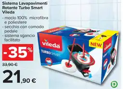 Carrefour Sistema Lavapavimenti Rotante Turbo Smart Vileda offerta