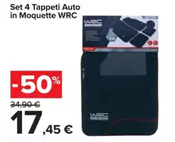 Carrefour Set 4 Tappeti Auto in Moquette WRC offerta