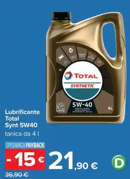 Carrefour Lubrificante Total Synt 5W40 offerta