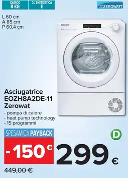 Carrefour Asciugatrice EOZH8A2DE-11 Zerowat offerta
