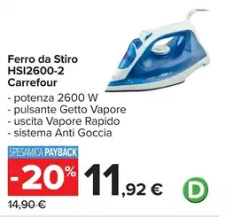 Carrefour Ferro da Stiro HSI2600-2 Carrefour offerta