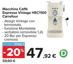 Carrefour Macchina Caffè Expresso Vintage HEC1100 Carrefour offerta