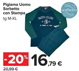 Carrefour Pigiama Uomo Sorbetto con Stampa offerta