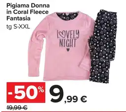 Carrefour Pigiama Donna in Coral Fleece Fantasia offerta