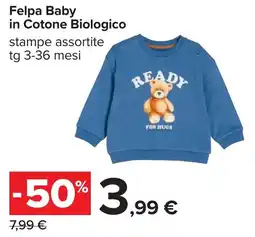 Carrefour Felpa Baby in Cotone Biologico offerta