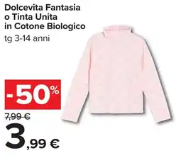 Carrefour Dolcevita Fantasia o Tinta Unita in Cotone Biologico offerta