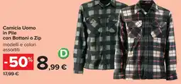 Carrefour Camicia Uomo in Pile con Bottoni o Zip offerta