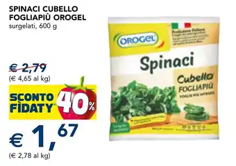 Esselunga Spinaci cubello fogliapiù OROGEL offerta