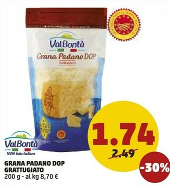 PENNY Valbonta grana padano grattugiato 200 g offerta