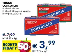 Esselunga Tonno consorcio in olio di oliva o in olio di oliva extra vergine biologico offerta