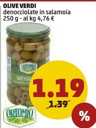 PENNY Ortomio - olive verdi denocciolate in salamoia 250 g(ml) offerta