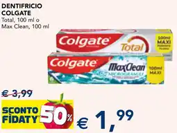 Esselunga Dentifricio colgate total, max clean offerta