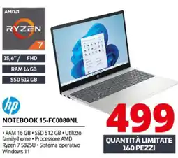 Comet hp NOTEBOOK 15-FC0080NL offerta