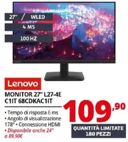 Comet Lenovo MONITOR 27" L27-4E C1IT 68CDKAC1IT offerta