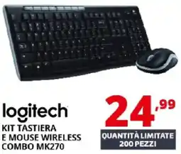 Comet logitech KIT TASTIERA E MOUSE WIRELESS COMBO MK270 offerta