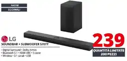 Comet LG SOUNDBAR + SUBWOOFER S70TY offerta