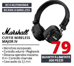 Comet Marshall cuffie wireless major iv offerta