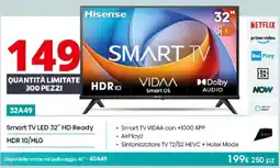 Comet Hisense Smart TV LED 32" HD Ready HDR 10/HLG offerta