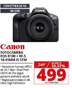 Comet Canon FOTOCAMERA EOS R100+ RF-S 18-45MM IS STM offerta