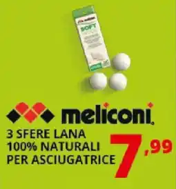 Comet Meliconi 3 sfere lana 100% naturali per asciugatrice offerta