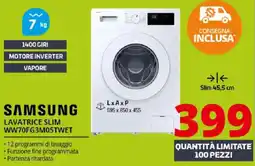 Comet SAMSUNG LAVATRICE SLIM WW70FG3M05TWET offerta