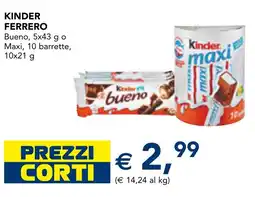 Esselunga Kinder ferrero bueno, maxi, 10 barrette offerta