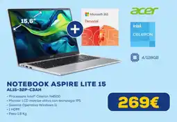 Euronics acer NOTEBOOK ASPIRE LITE 15 AL15-32P-C3AH offerta