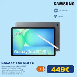 Euronics SAMSUNG GALAXY TAB S10 FE offerta