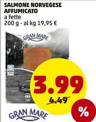 PENNY Salmone norvegese affumicato a fette 200 g offerta