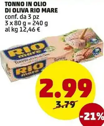 PENNY Tonno all'olio di oliva 240 g(ml) offerta