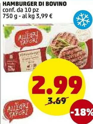 PENNY Hamburger di bovino offerta
