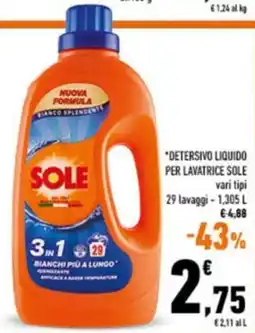 Conad Detersivo liquido per lavatrice SOLE 29 lavaggi offerta