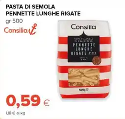 Tigre Consilia pasta di semola pennette lunghe rigate offerta