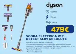 Euronics Dyson scopa elettrica V12 detect slim absolute offerta