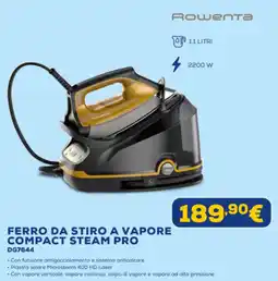 Euronics Rowenta FERRO DA STIRO A VAPORE COMPACT STEAM PRO DG7644 offerta