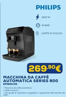 Euronics PHILIPS MACCHINA DA CAFFÈ AUTOMATICA SERIES 800 EP0820/00 offerta