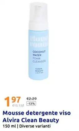 Action Mousse detergente viso Alvira Clean Beauty offerta