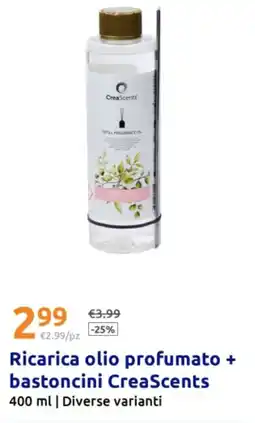 Action Ricarica olio profumato + bastoncini CreaScents offerta