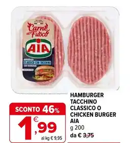 Iperal Hamburger tacchino classico o chicken burger ΑΙΑ offerta